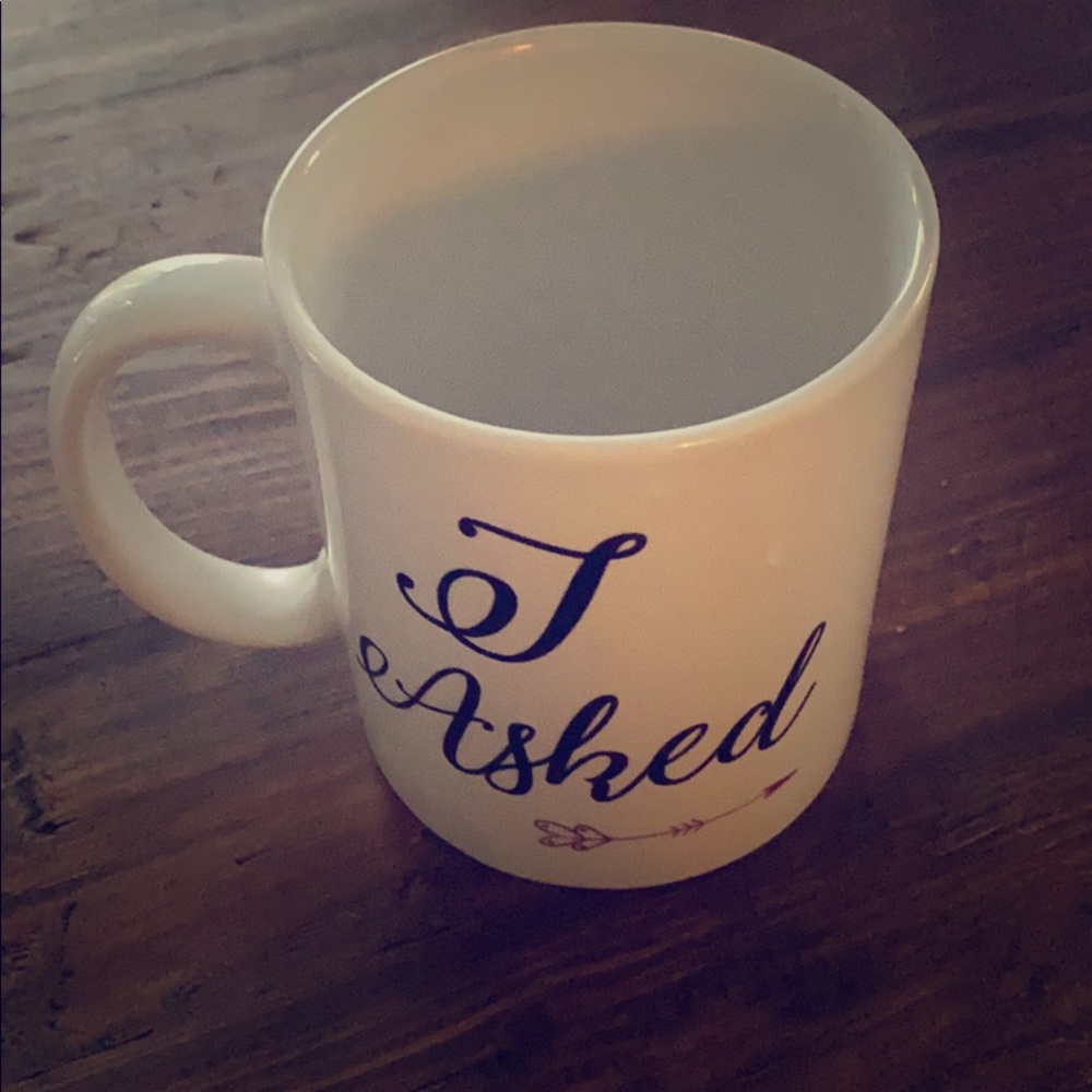 NWOT “I asked” engagement mug